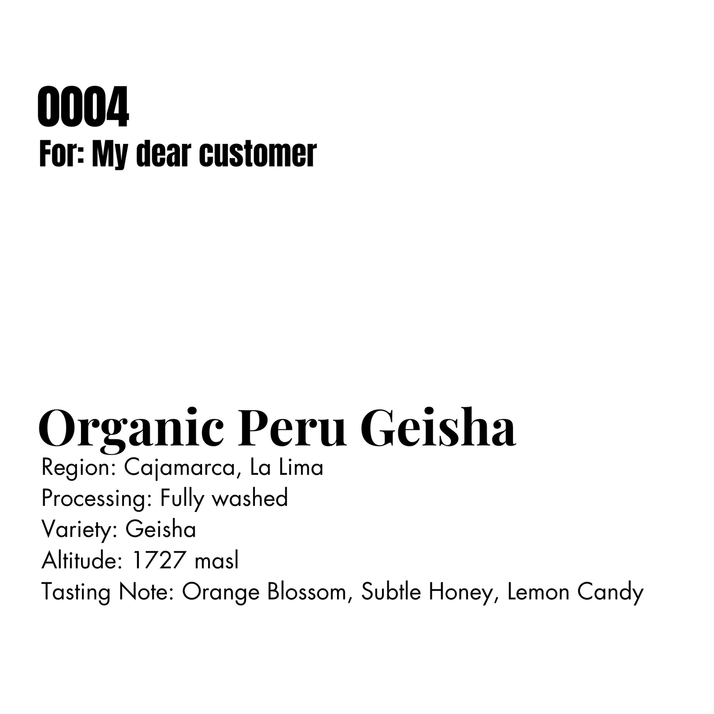 Peru Geisha Fully Washed Organic 150G